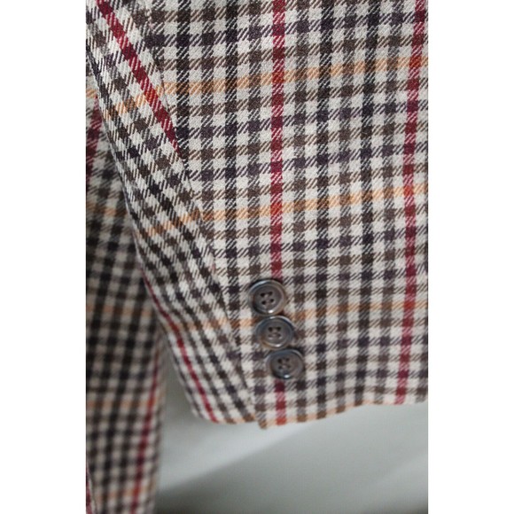 JH Collectibles Vtg Women's 16 Blazer Brown/Red Check Pattern Pockets 100% Wool - Picture 4 of 16